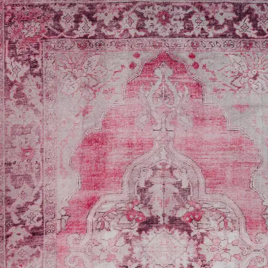 Pink Oriental Distressed Non Skid Area Rug Photo 4