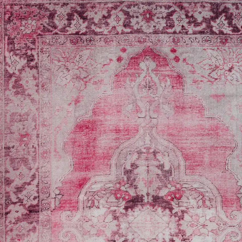 Pink Oriental Distressed Non Skid Area Rug Photo 4