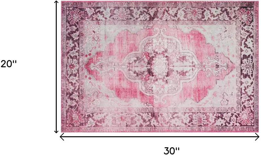 Pink Oriental Distressed Non Skid Area Rug Photo 7