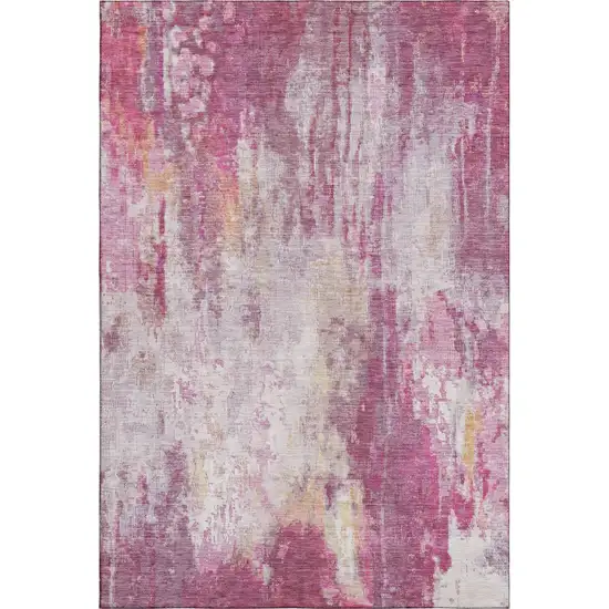 Pink Peach And Ivory Abstract Washable Area Rug With UV Protection Photo 4