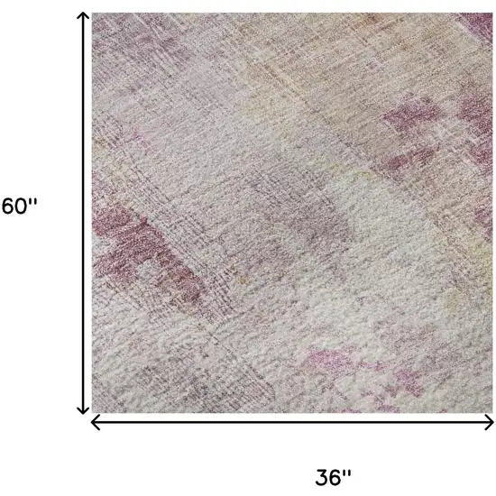 Pink Peach And Ivory Abstract Washable Area Rug With UV Protection Photo 8