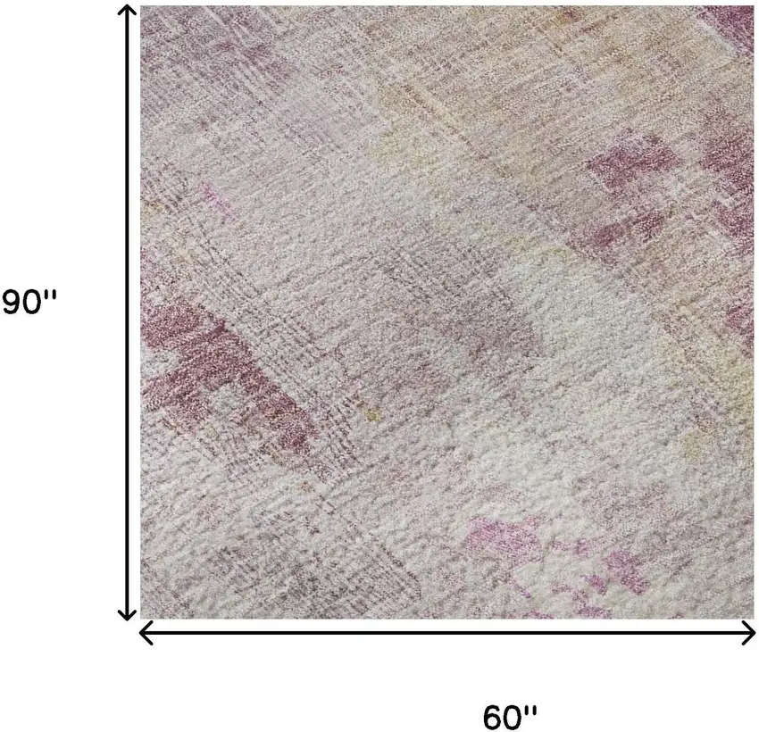Pink Peach And Ivory Abstract Washable Area Rug With UV Protection Photo 8