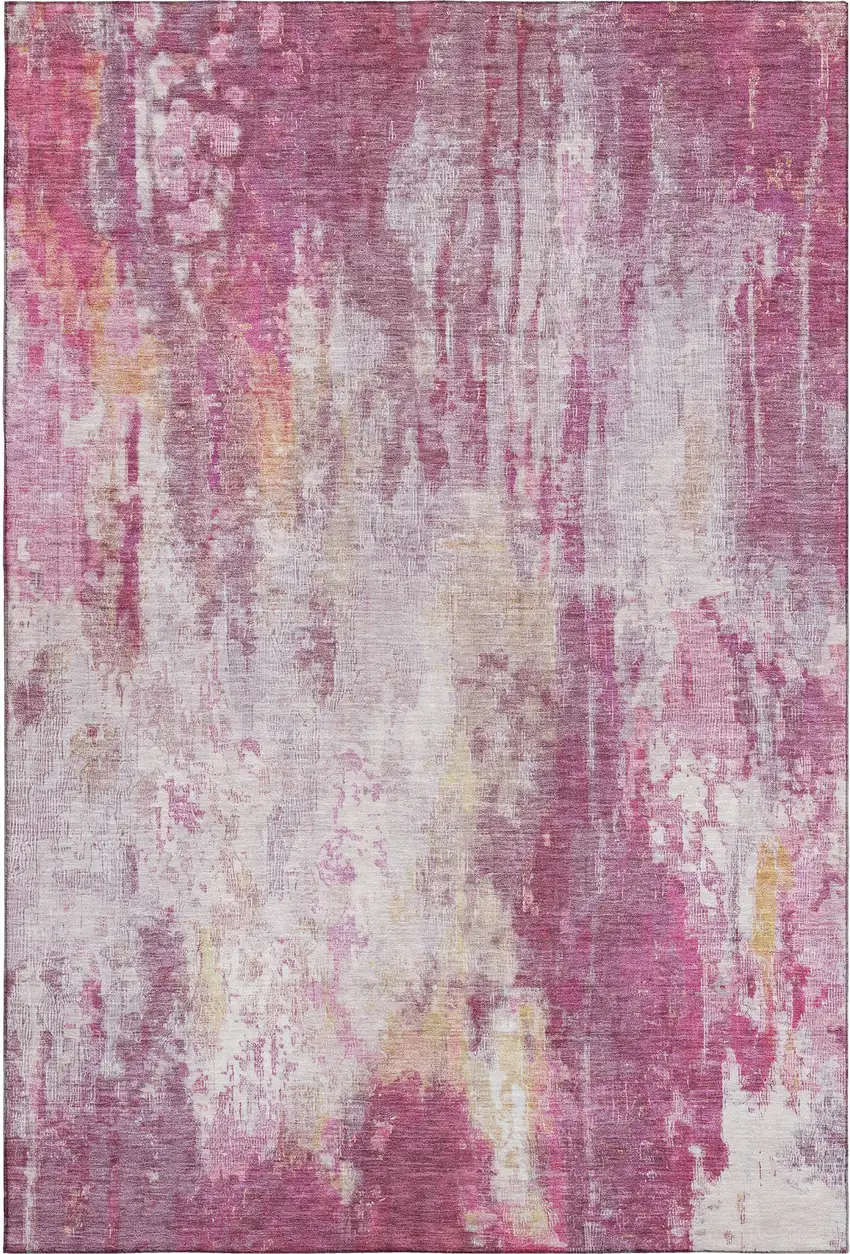 Pink Peach And Ivory Abstract Washable Area Rug With UV Protection Photo 4