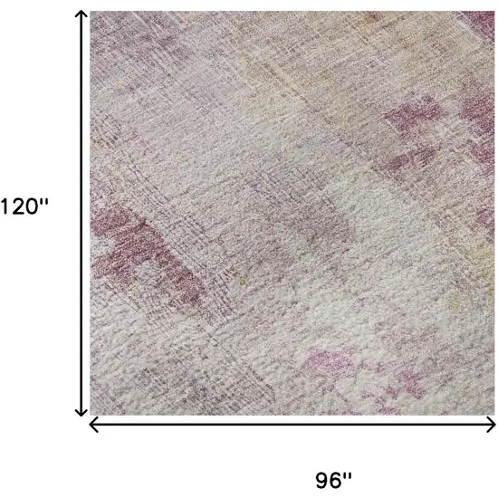 Pink Peach And Ivory Abstract Washable Area Rug With UV Protection Photo 8