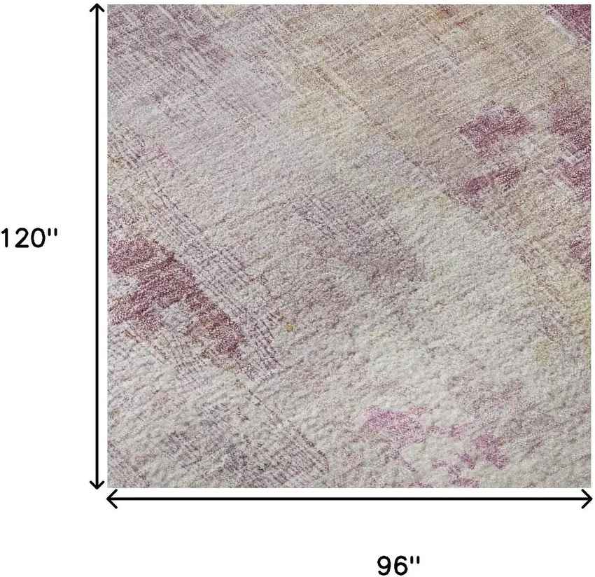 Pink Peach And Ivory Abstract Washable Area Rug With UV Protection Photo 8