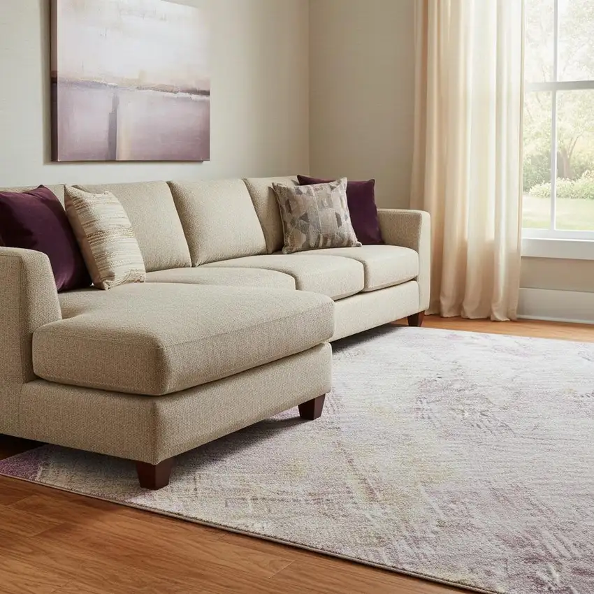 Pink Peach And Ivory Abstract Washable Area Rug With UV Protection Photo 2