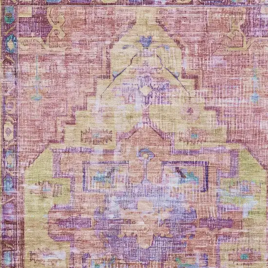 Pink Purple And Blue Oriental Washable Area Rug With UV Protection Photo 2
