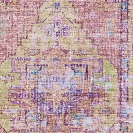 Pink Purple And Blue Oriental Washable Area Rug With UV Protection Photo 2