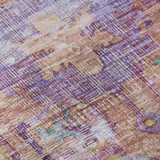 Pink Purple And Blue Oriental Washable Area Rug With UV Protection Photo 9