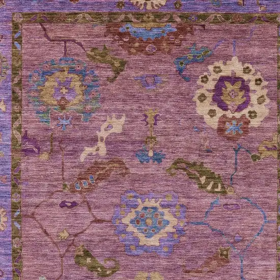 Pink Purple And Gold Floral Medallion Washable Indoor Outdoor Area Rug Photo 4