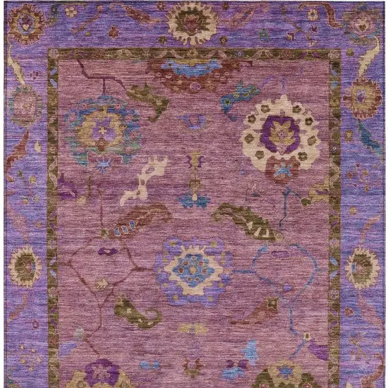 Pink Purple And Gold Floral Medallion Washable Indoor Outdoor Area Rug Photo 4