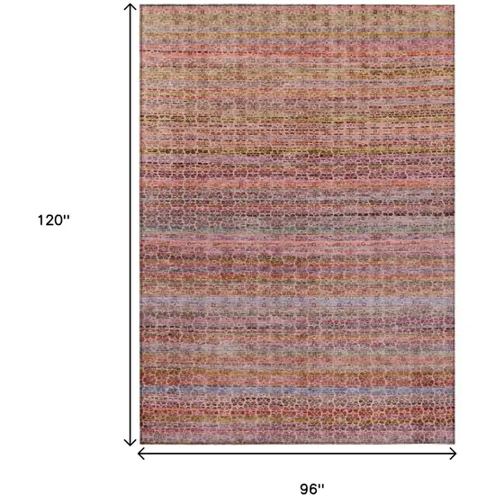 Pink Purple And Gold Striped Washable Indoor Outdoor Area Rug Photo 9