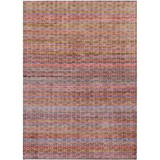 Pink Purple And Gold Striped Washable Indoor Outdoor Area Rug Photo 4
