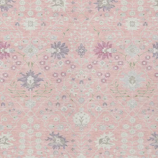Pink Purple And Gray Oriental Washable Indoor Outdoor Area Rug Photo 6