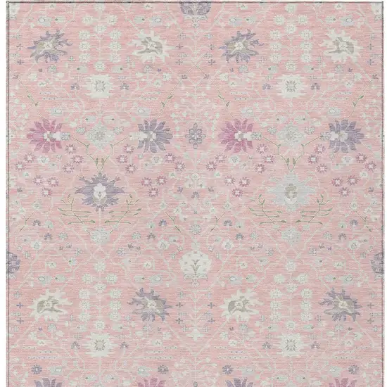 Pink Purple And Gray Oriental Washable Indoor Outdoor Area Rug Photo 7