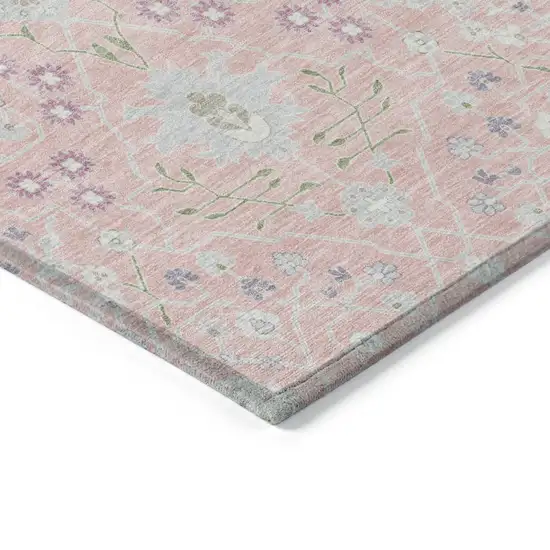 Pink Purple And Gray Oriental Washable Indoor Outdoor Area Rug Photo 4