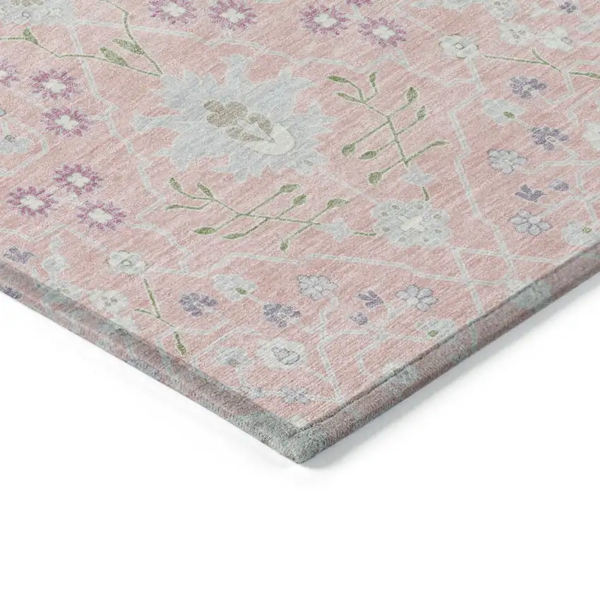 Pink Purple And Gray Oriental Washable Indoor Outdoor Area Rug Photo 4
