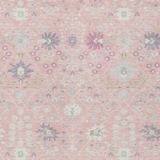Pink Purple And Gray Oriental Washable Indoor Outdoor Area Rug Photo 6