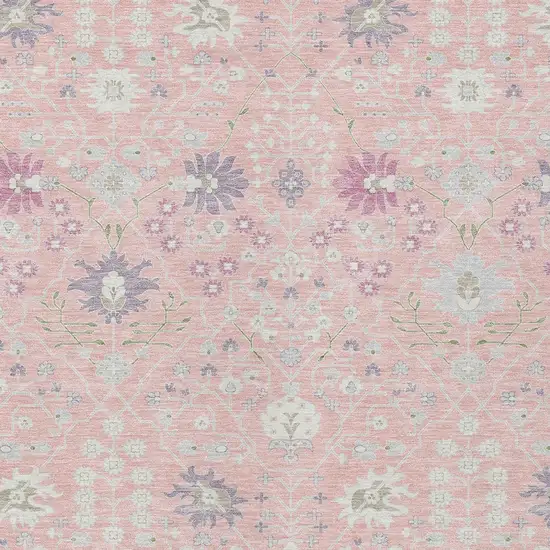 Pink Purple And Gray Oriental Washable Indoor Outdoor Area Rug Photo 6