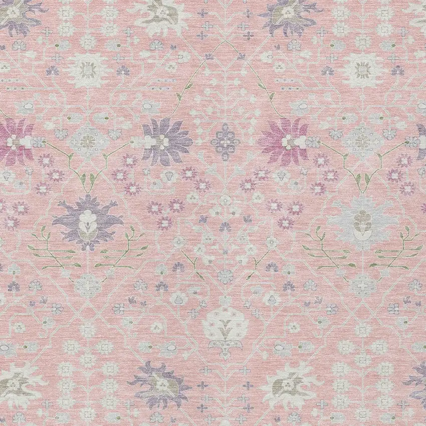 Pink Purple And Gray Oriental Washable Indoor Outdoor Area Rug Photo 6