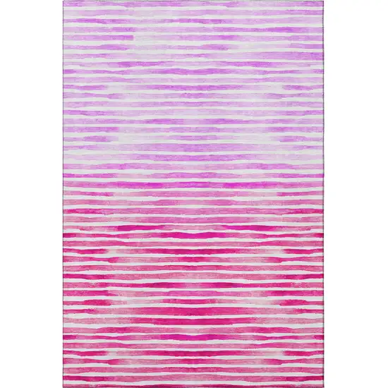Pink Purple And Ivory Geometric Washable Area Rug With UV Protection Photo 4