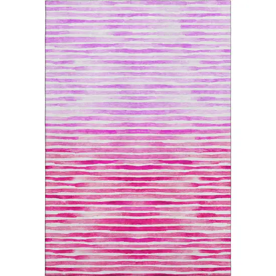 Pink Purple And Ivory Geometric Washable Area Rug With UV Protection Photo 1