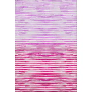 Photo of Pink Purple And Ivory Geometric Washable Area Rug With UV Protection