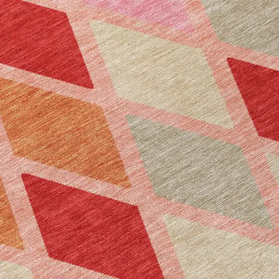 Pink Red And Copper Geometric Washable Indoor Outdoor Area Rug Photo 6