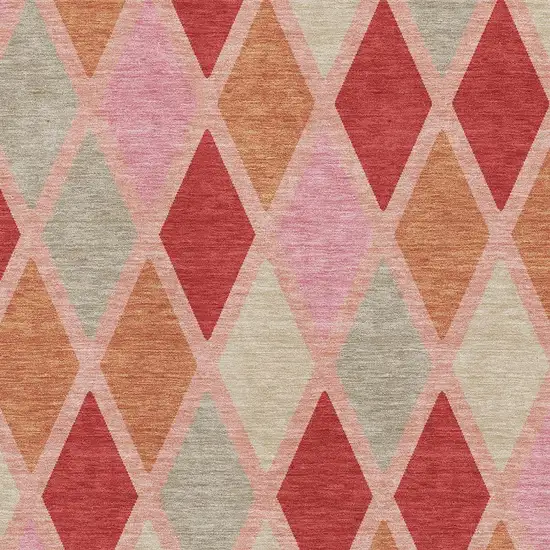 Pink Red And Gray Geometric Washable Area Rug With UV Protection Photo 3