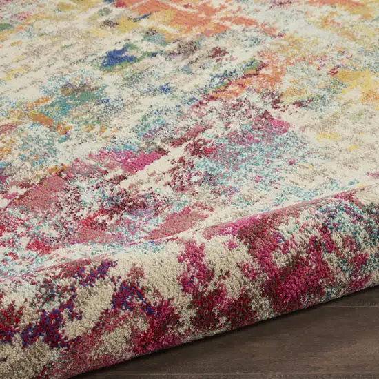 8' X 8' Pink Round Abstract Power Loom Distressed Non Skid Area Rug Photo 7