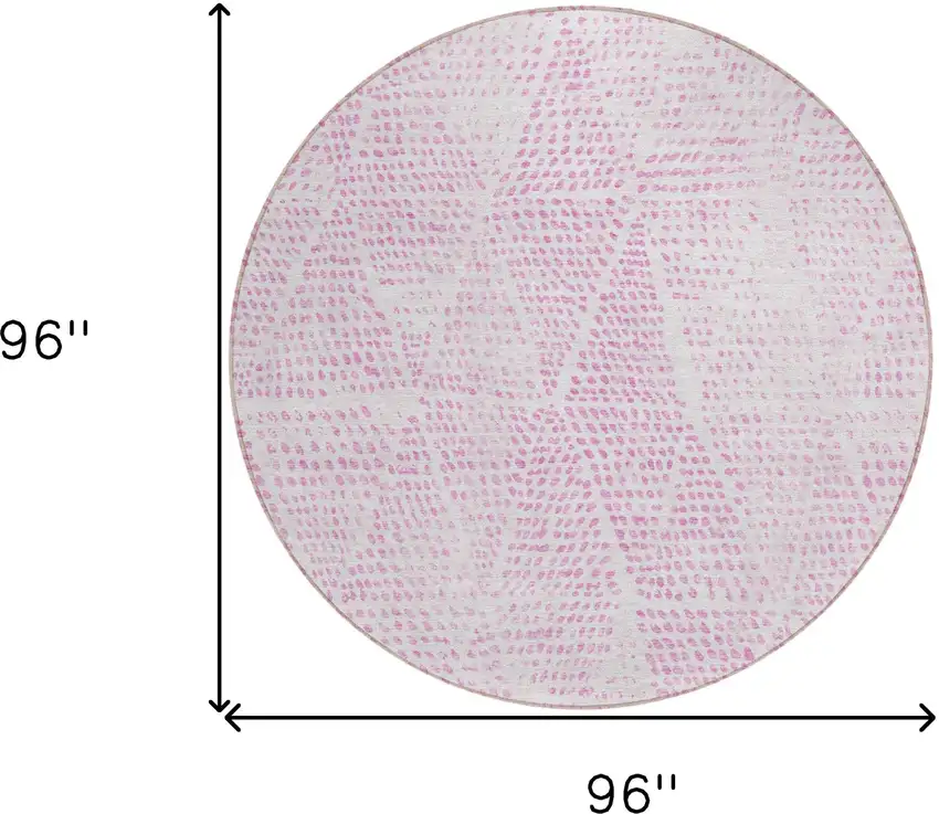 Pink Round Geometric Washable Non Skid Indoor Outdoor Area Rug Photo 3