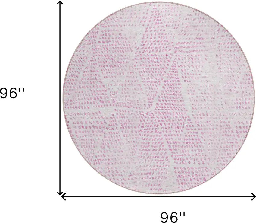 Pink Round Geometric Washable Non Skid Indoor Outdoor Area Rug Photo 3