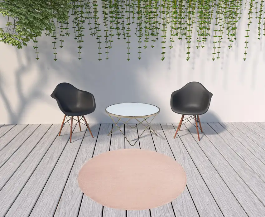 Pink Round Non Skid Indoor Outdoor Area Rug Photo 2