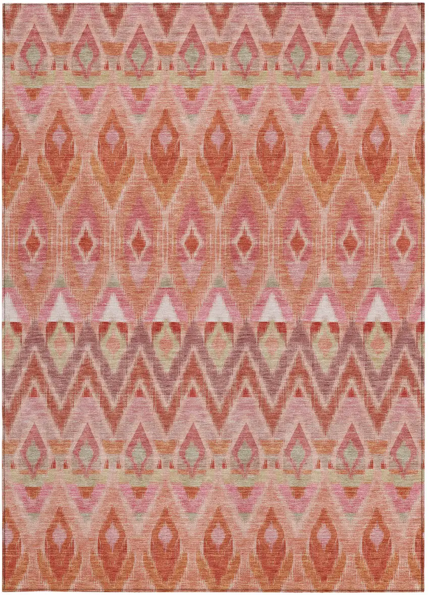 Pink Salmon And Blush Southwestern Washable Indoor Outdoor Area Rug Photo 6