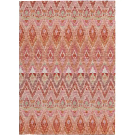 Pink Salmon And Blush Southwestern Washable Indoor Outdoor Area Rug Photo 6