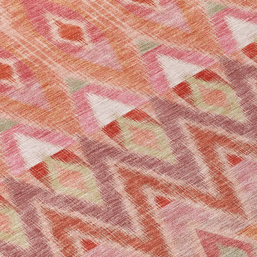 Pink Salmon And Blush Southwestern Washable Indoor Outdoor Area Rug Photo 5