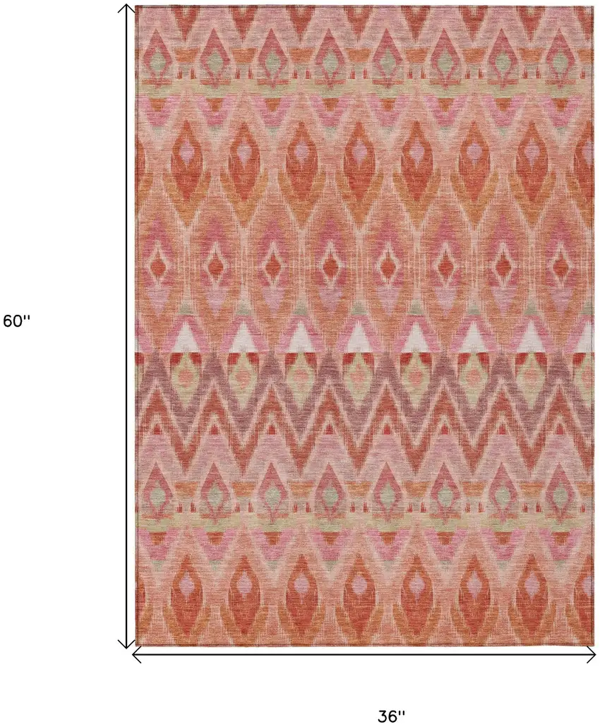 Pink Salmon And Blush Southwestern Washable Indoor Outdoor Area Rug Photo 3
