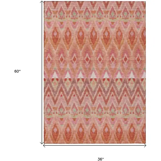 Pink Salmon And Blush Southwestern Washable Indoor Outdoor Area Rug Photo 3