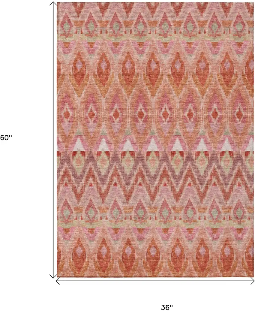 Pink Salmon And Blush Southwestern Washable Indoor Outdoor Area Rug Photo 3