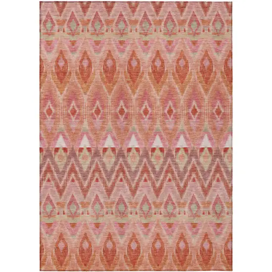 Pink Salmon And Blush Southwestern Washable Indoor Outdoor Area Rug Photo 2