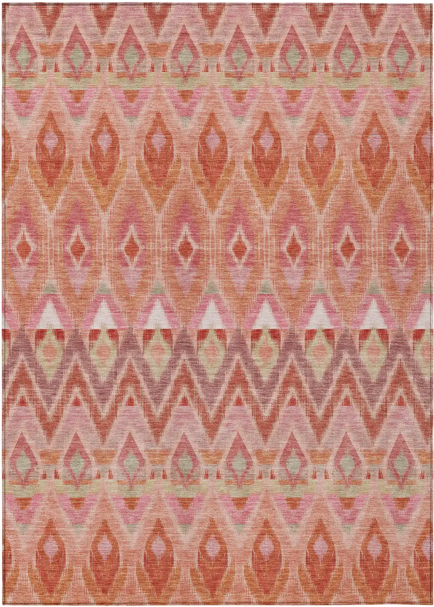 Pink Salmon And Blush Southwestern Washable Indoor Outdoor Area Rug Photo 2
