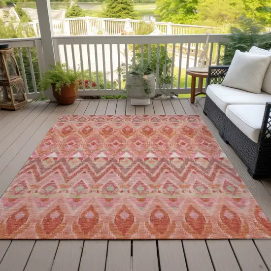 Pink Salmon And Blush Southwestern Washable Indoor Outdoor Area Rug Photo 9