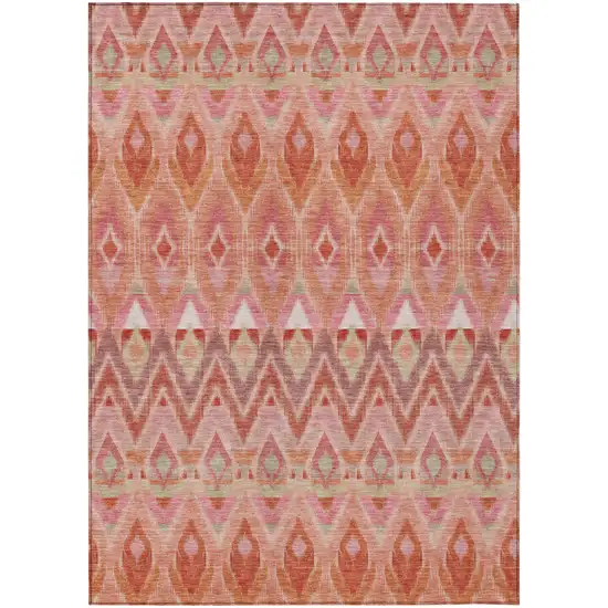 Pink Salmon And Blush Southwestern Washable Indoor Outdoor Area Rug Photo 2