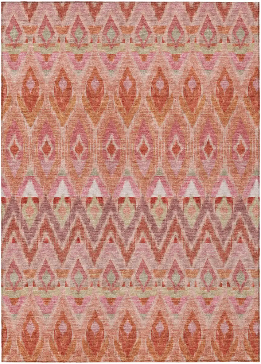 Pink Salmon And Blush Southwestern Washable Indoor Outdoor Area Rug Photo 2