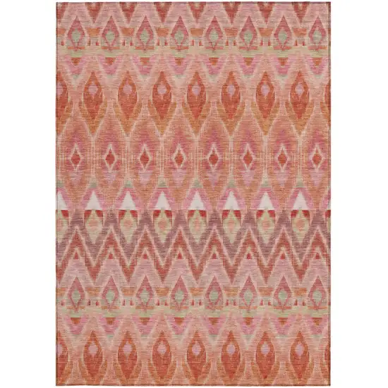 Pink Salmon And Blush Southwestern Washable Indoor Outdoor Area Rug Photo 6