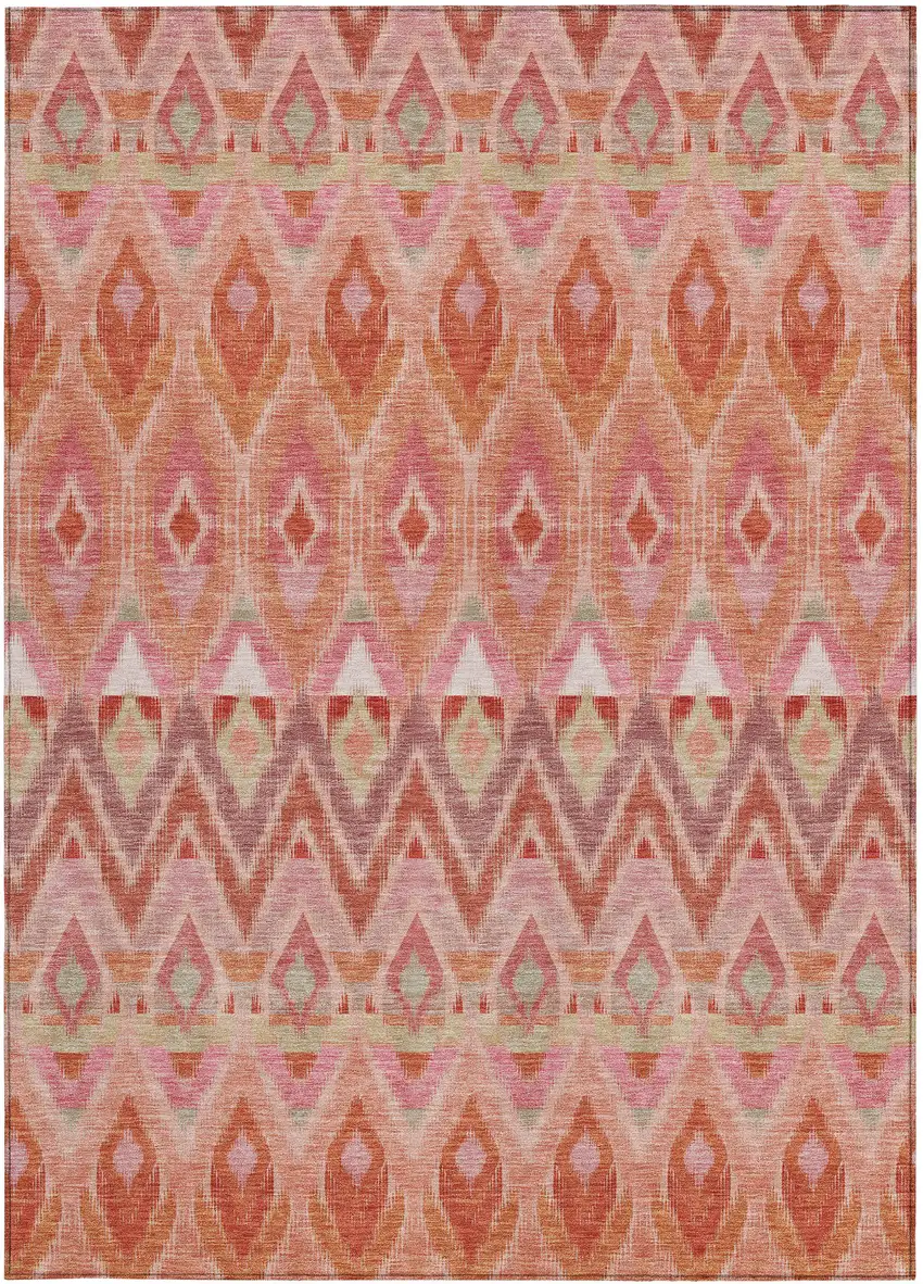 Pink Salmon And Blush Southwestern Washable Indoor Outdoor Area Rug Photo 6