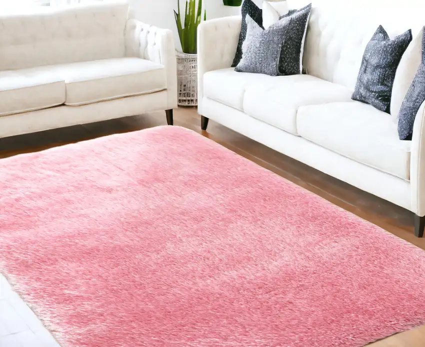 Pink Shag Hand Tufted Area Rug Photo 1