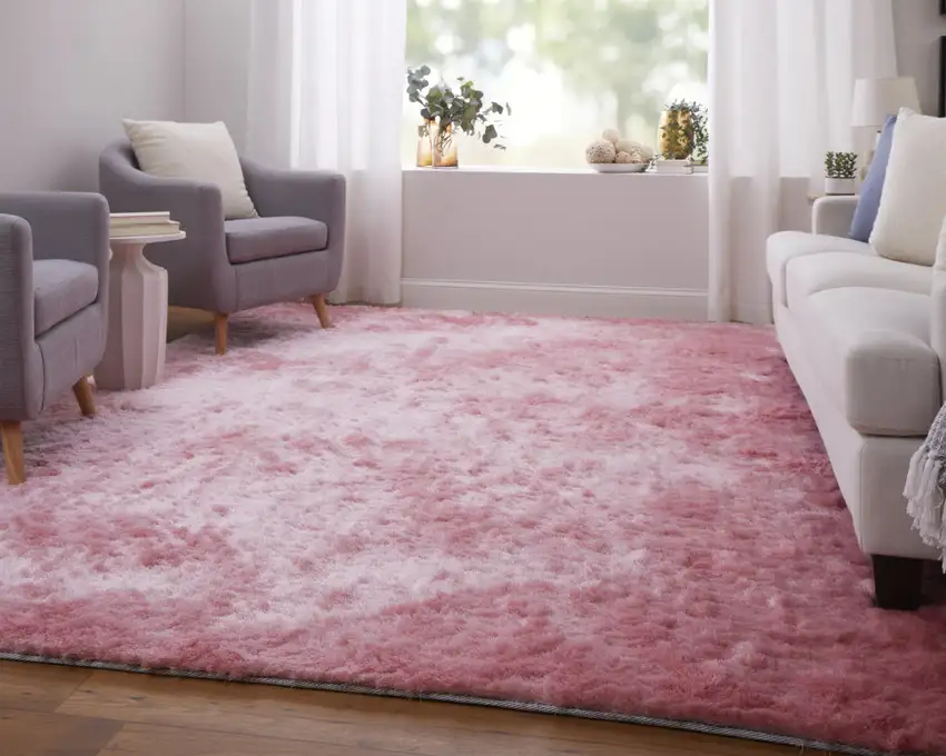 Pink Shag Hand Tufted Area Rug Photo 8
