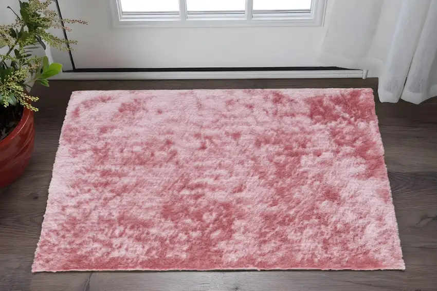 Pink Shag Hand Tufted Area Rug Photo 1