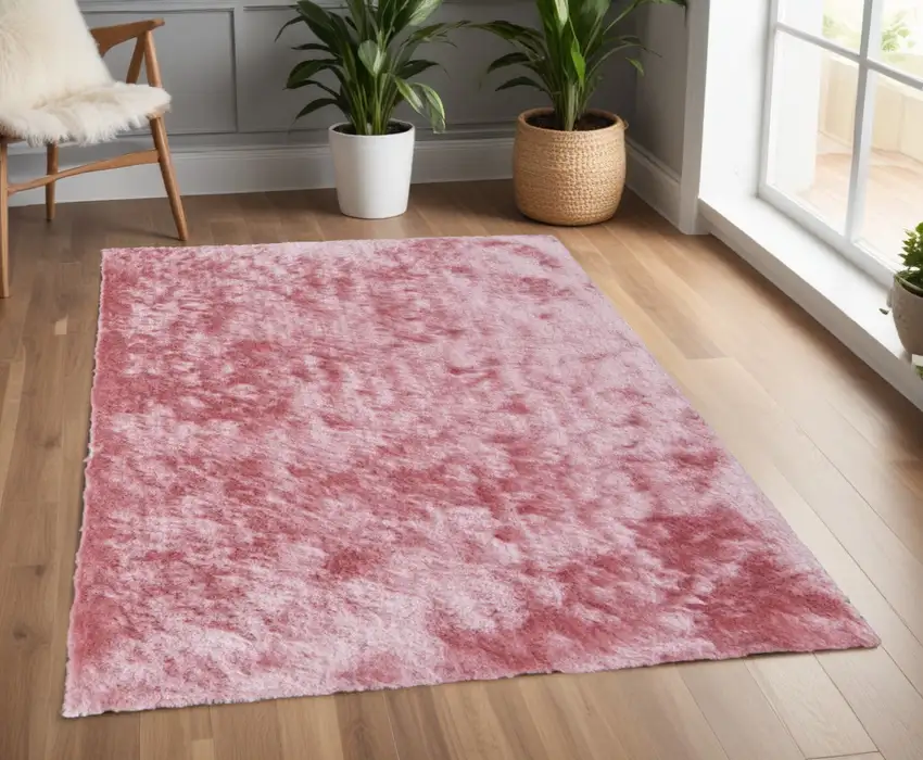 Pink Shag Hand Tufted Area Rug Photo 1